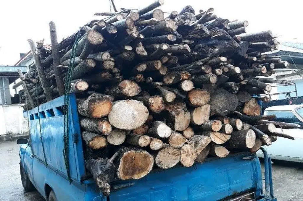 توقیف وانت نیسان حامل چوب فاقد مجوز در بوانات