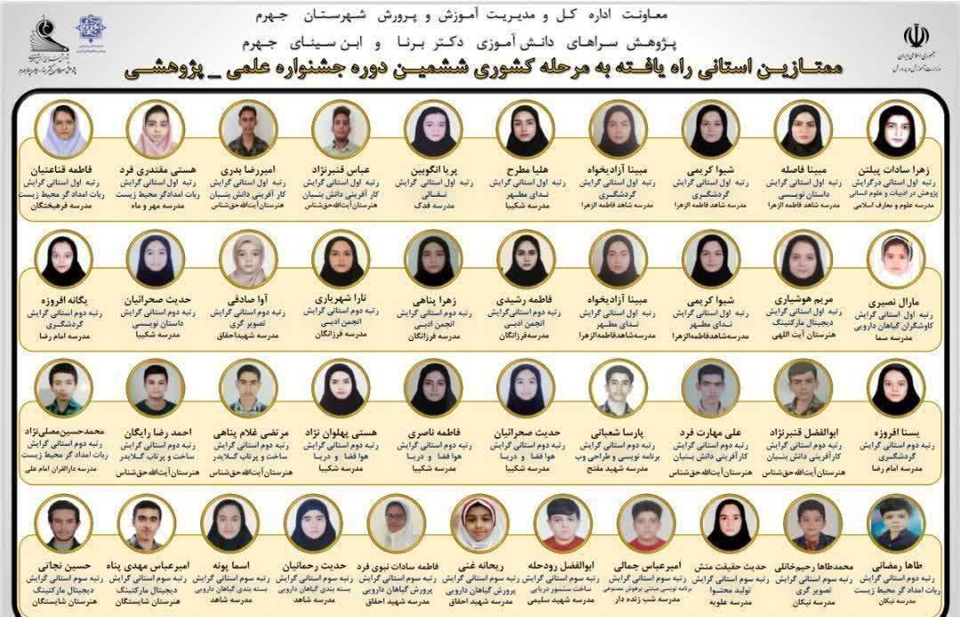 درخشش دانش‌آموزان جهرمی در مسابقات علمی کشور